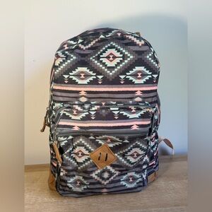 Geometric Pattern Backpack in Black and Pink